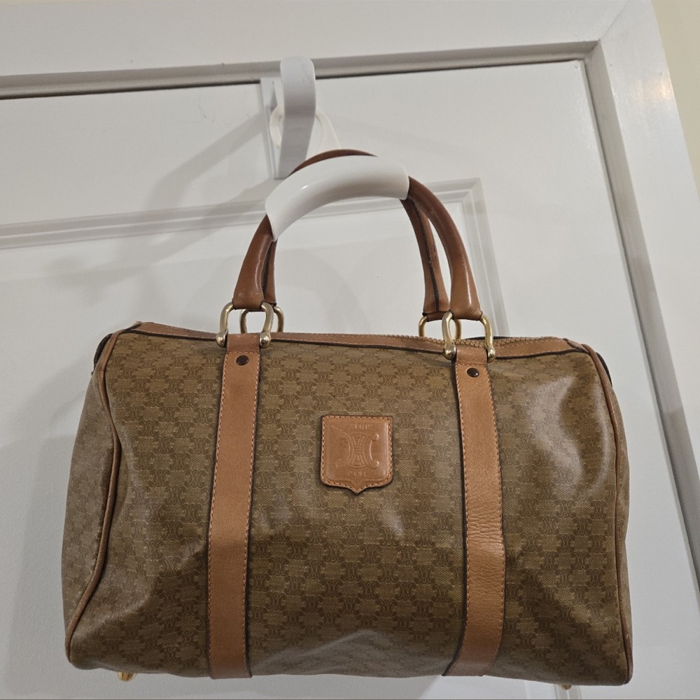 Celine Brown Macadam Canvas Handbag